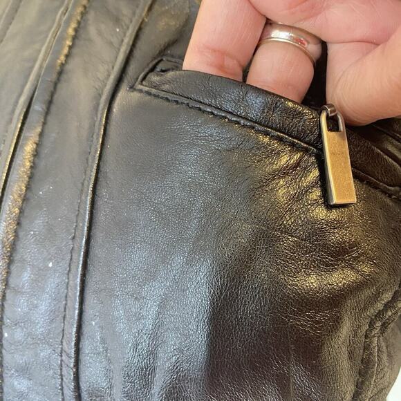 Style & Company Women's S Black Leather Rip Knit Jacket Full Zip High Neck Goth - Picture 12 of 12